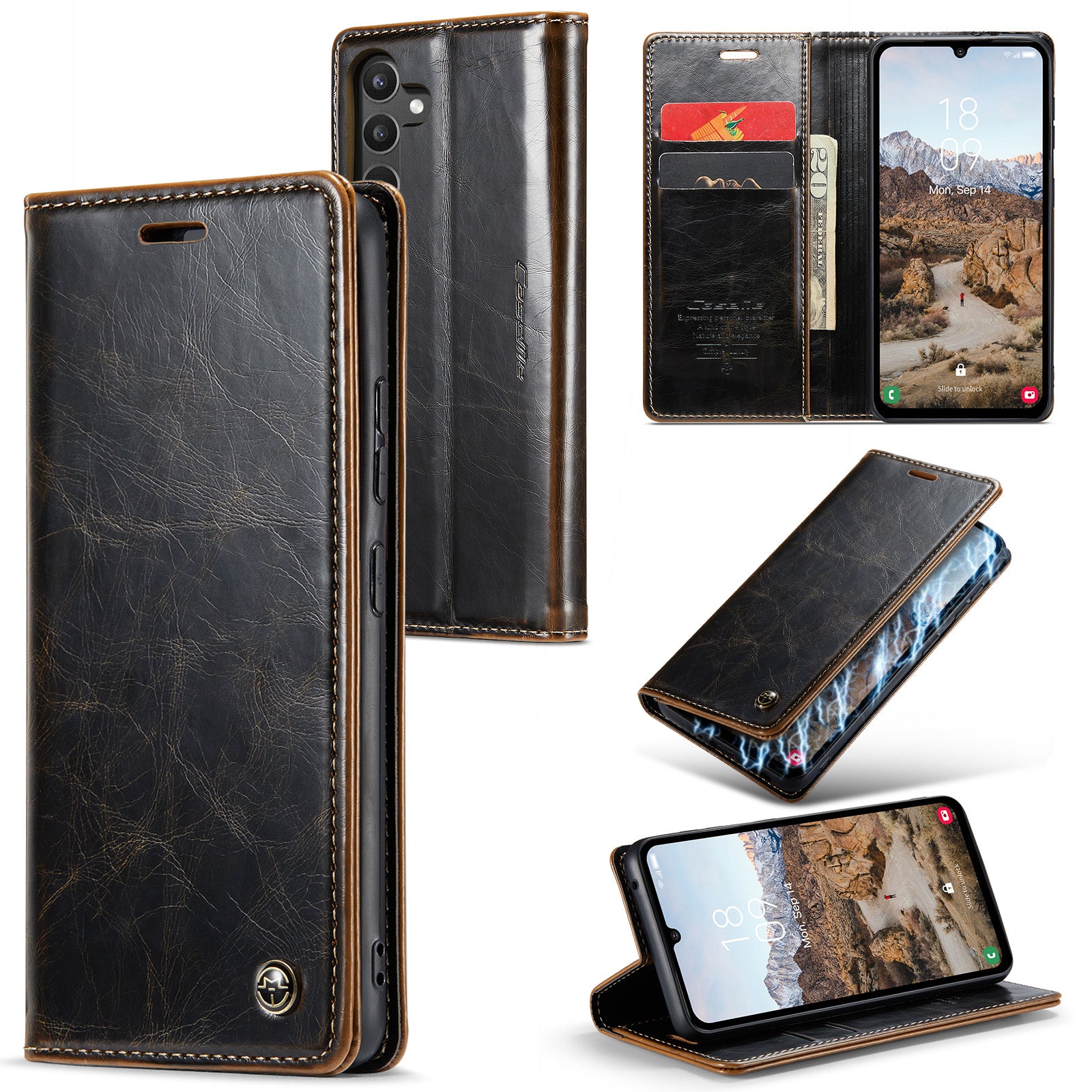 CASEME 003 Series For Samsung Galaxy A34 5G Waxy Texture Magnetic Auto-absorbed Phone Case Wallet Stand Full Coverage PU Leather Cell Phone Cover CASEME 003 Series For Samsung Galaxy A34 5G Waxy Texture Magnetic Auto-absorbed Phone Case Wallet Stand Full Coverage PU Leather Cell Phone Cover